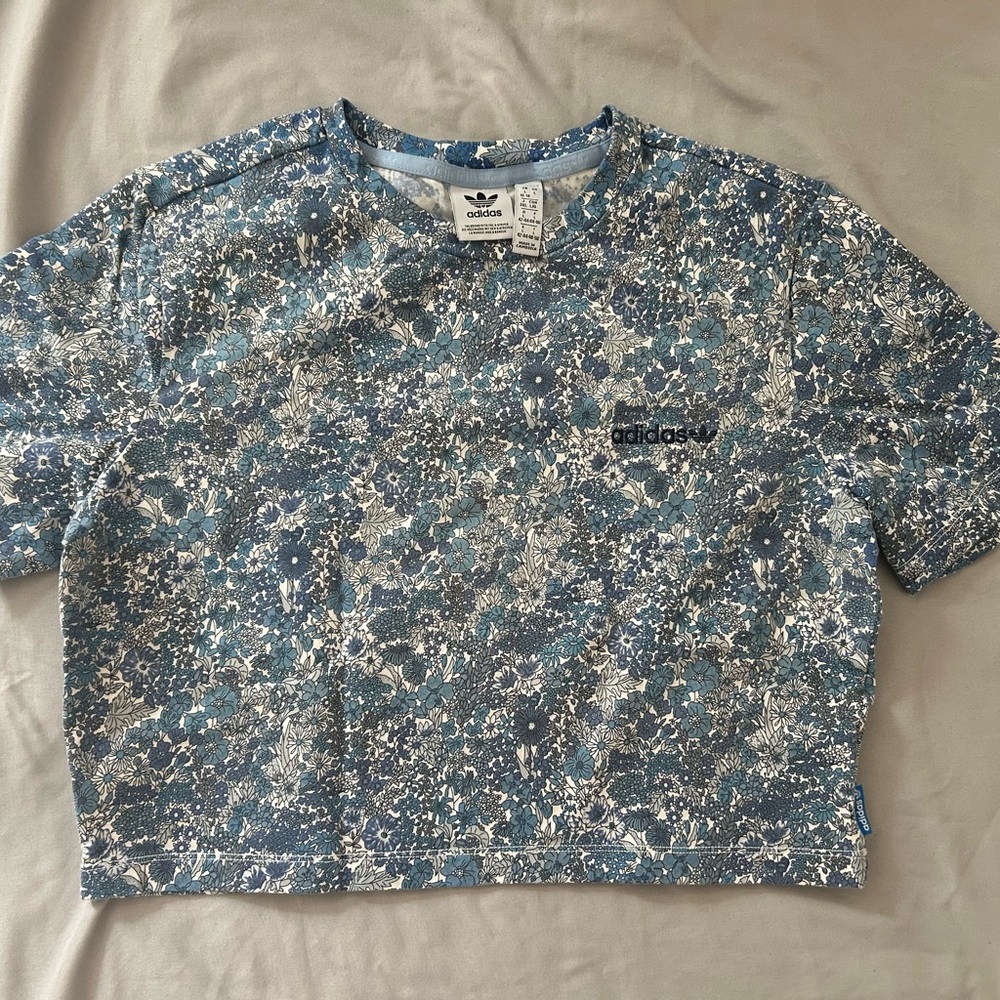 adidas Blue Floral Crop Top